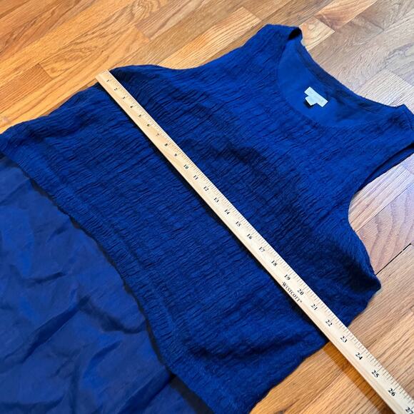 Pure Jill Dress Womens Large Navy Blue Linen Maxi Sheath Lagenlook Summer - Picture 6 of 6